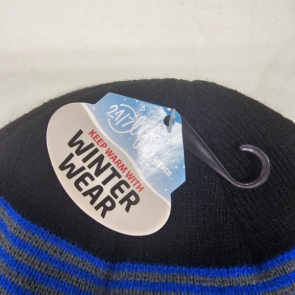 *NWT* Black Blue Beanie Hat 7- Eleven 24/7 Life Winter Wear - Picture 3 of 6